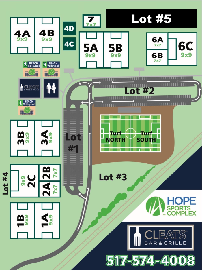 Map showing the location of Hope Sports Complex in Lansing, Michigan
